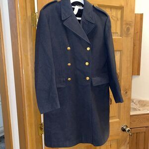 Vtg Swedish Rappson Army Soldiers Trench Wool long Grey/Blue Winter Coat C 46